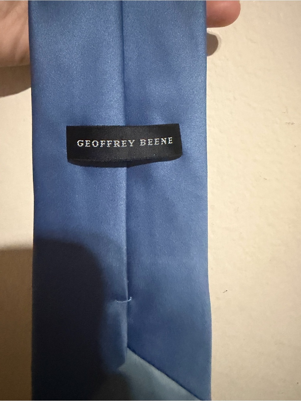 Geoffrey Beene Satin Blue Necktie with Black Label